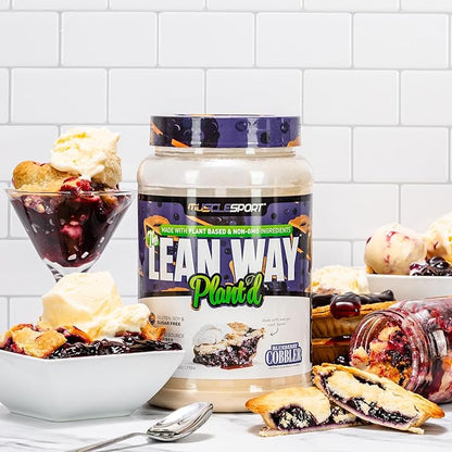 Musclesport Lean Way Plant Protein - Pea Protein and Brown Rice Protein Blend, with Added CLA, MCT and L-Carnitine - 20 Servings (Blueberry Cobbler)