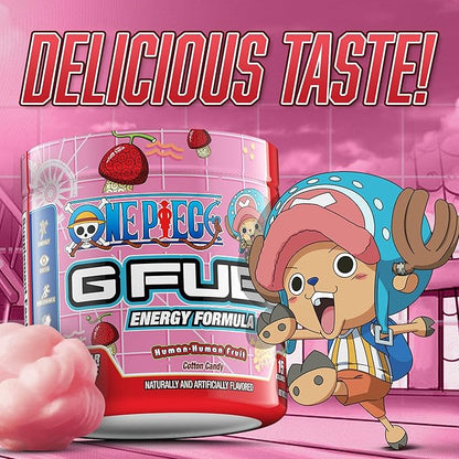 G Fuel ONE Piece Human-Human Energy Drink Powder, Pre Workout Caffeine Powder, Energy Powder Drink Mix for Gaming, Sugar Free Focus Amino, Vitamin + Antioxidants, 3.7oz (Cotton Candy, 15 Servings)