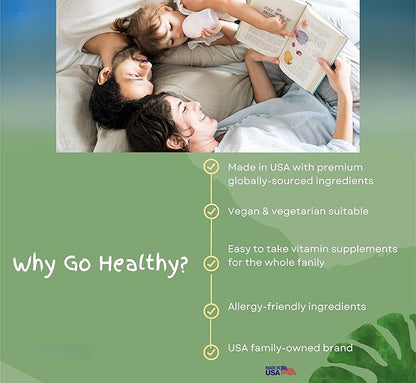 Go Healthy Vegan Collagen & Biotin Liquid Drops for Women & Men - Supports Healthy Hair, Nail & Skin, Boosts Metabolism - Non-GMO, Sugar Free - 60-Day Supply