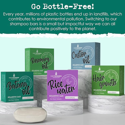 Batana Oil for Hair Growth Shampoo Bar - Eco Friendly, Vegan, pH Balanced & Color Safe Shampoo Bar with Jojoba & Rice - Sulfate Free Shampoo Bar for Color Safety & Hair Thickening