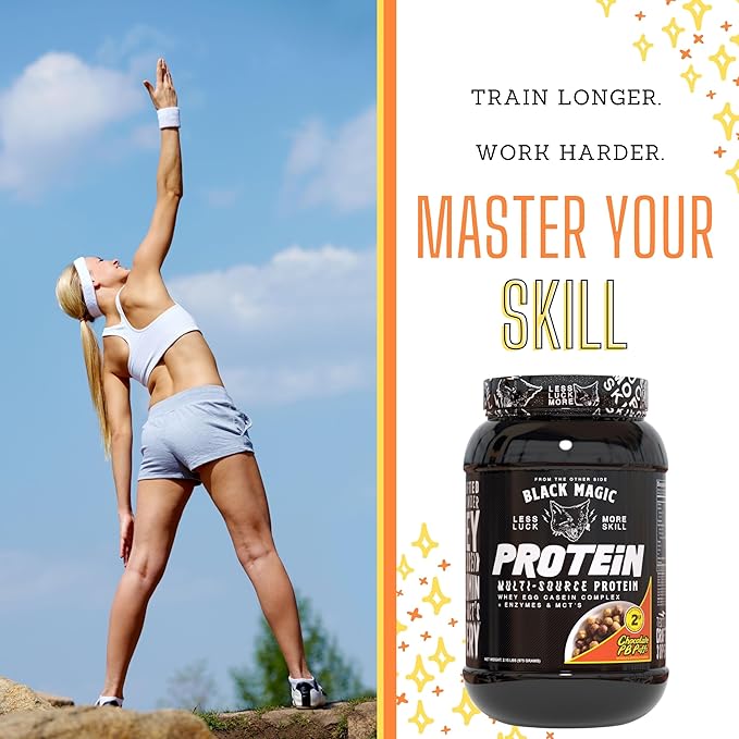 Worldwide Nutrition Bundle: Black Magic Multi-Source Casein Protein Powder-Whey, Egg Albumin Enzymes, Micellar Casein & MCT-Muscle Mass Gaining Bodybuilding-Chocolate PB Puffs 2LB & Keychain