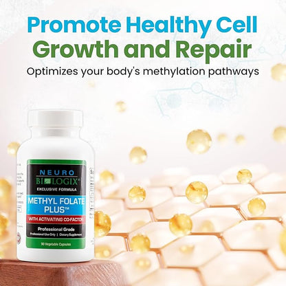 Methyl Folate Plus - Advanced Blend of L-5-Methylfolate, Folinic Acid & B Vitamins for Methylation Support - Methylfolate Supplement for Neurological & Immune Function Support