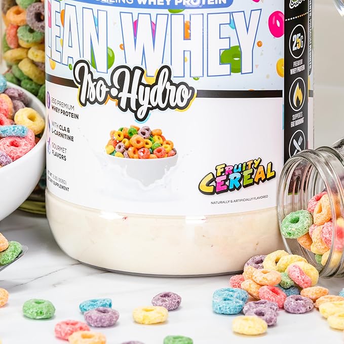 Musclesport Lean Whey Revolution™ Protein Powder - Whey Protein Isolate - Low Calorie, Low Carb, Low Fat, Incredible Flavors - 25g Protein per Scoop (2lb, Fruity Cereal)