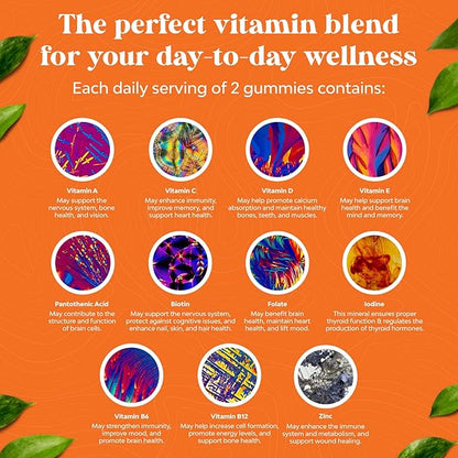 Potent Daily Multivitamin Gummies for Adults - Wellness Blend of Vitamin D A C E B12 Zinc and Biotin - Adult Vitamin Gummy for Energy and Immune Health - Non-GMO Gluten Free and Halal - 180 Gummies
