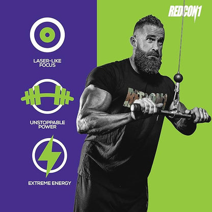 REDCON1 Total War Preworkout - Contains 320mg of Caffeine from Green Tea, Juniper & Beta Alanine - Pre Work Out with Amino Acids to Increase Pump, Energy + Endurance (Sour Gummy Bear, 30 Servings)