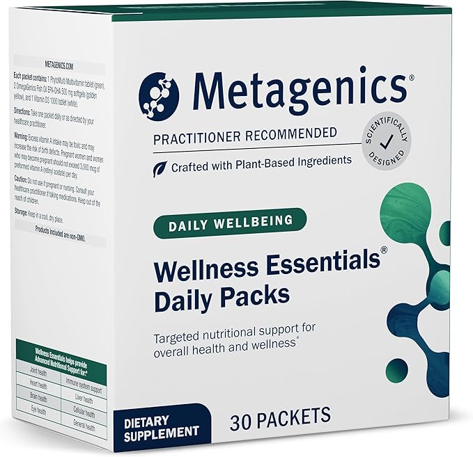 Metagenics Wellness Essentials Daily Packs - 30 Daily Multivitamin Packs - Heart Health Support* - with Vitamin A, C, D, E - Omega-3 Fatty Acids - Non-GMO & Gluten Free - 30 Packets