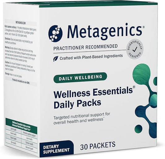 Metagenics Wellness Essentials Daily Packs - 30 Daily Multivitamin Packs - Heart Health Support* - with Vitamin A, C, D, E - Omega-3 Fatty Acids - Non-GMO & Gluten Free - 30 Packets