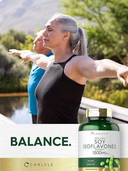 Carlyle Soy Isoflavones for Women and Men 1500mg | 200 Capsules | Non-GMO, Gluten Free Extract Supplement
