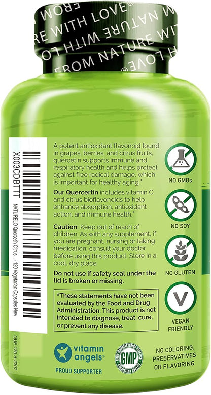 NATURELO Quercetin Citrus Bioflavonoid Supports Immune Health and Overall Well Being* 120 Quercetin 500mg Capsules