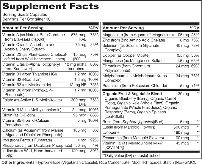 NATURELO Whole Food Multivitamin for Teens - with Vitamins & Minerals for Teenage Boys & Girls - Supplement for Active Kids - Non-GMO - Vegan & Vegetarian - 120 Capsules