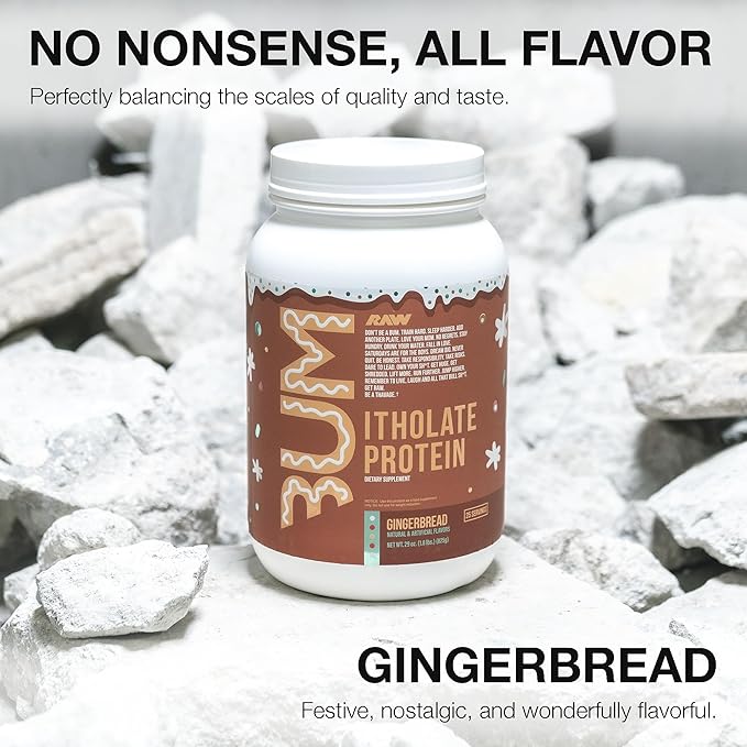 RAW Whey Isolate Protein Powder, Gingerbread (CBUM Itholate Protein) - 100% Grass-Fed Sports Nutrition Powder for Muscle Growth & Recovery - Low-Fat, Low Carb, Naturally Flavored - 25 Servings