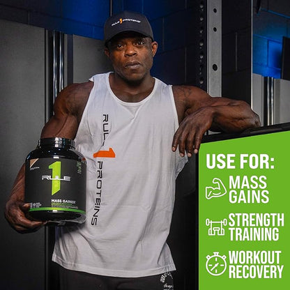 Rule One Proteins, R1 Mass Gainer - Vanilla Crème, High-Calorie Weight Gain Formula with 1,220+ Calories, 250g+ Complex Carb Blend, 40g All-Whey Protein, 8g Fat Per Serving, 6 Pounds, 8 Servings