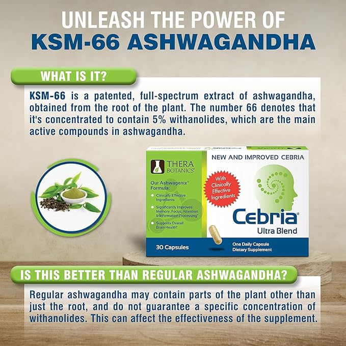 Cebria Ultra Brain Supplement for Men, Women & Seniors – Nootropic Safe and Effective Memory Supplement for Retention, Recall & Age-Related Memory Loss* (30 Count)