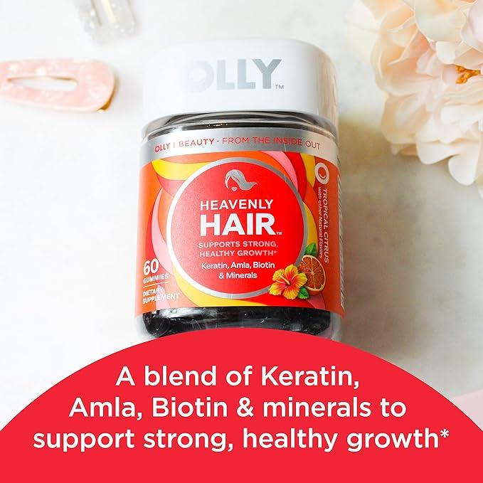 OLLY Heavenly Hair Gummy, Supports Healthy Hair, Keratin, Biotin, AMLA, Chewable Supplement, 30 Day Supply - 60 Count