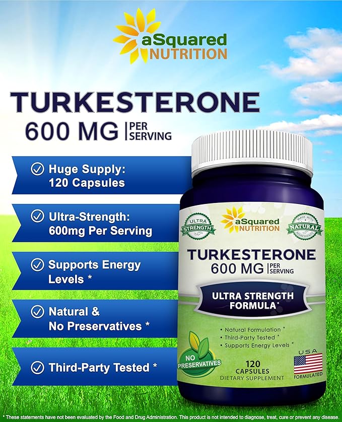 aSquared Nutrition Turkesterone Supplement 600mg - 120 Capsules - Ajuga Turkestanica Extract Powder - Turkesterone Supplement Complex Pills - Natural Formulation