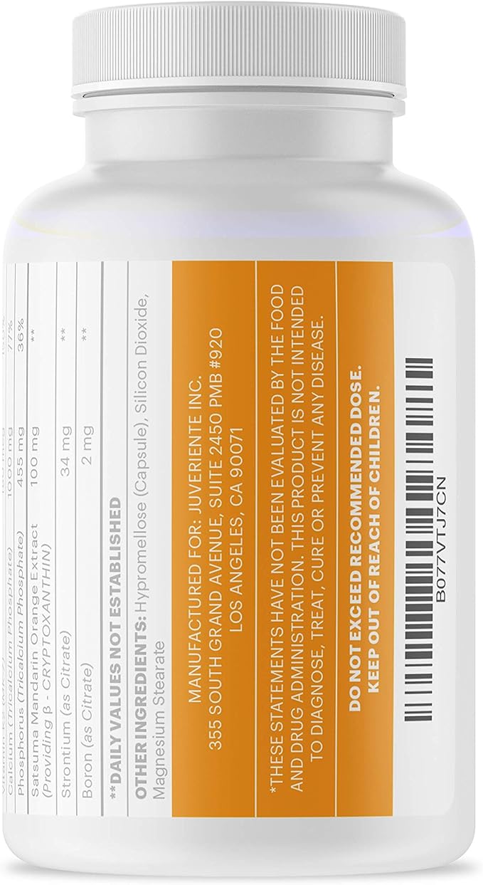 Juveriente Bone Strength Complex/A Dietary Therapy of a Japanese Traditional Fruit, Packed with Vitamin C, D3, K2, Calcium, Phosphorus, Food Grade Strontium and Boron / 90 Capsules for 30 Days