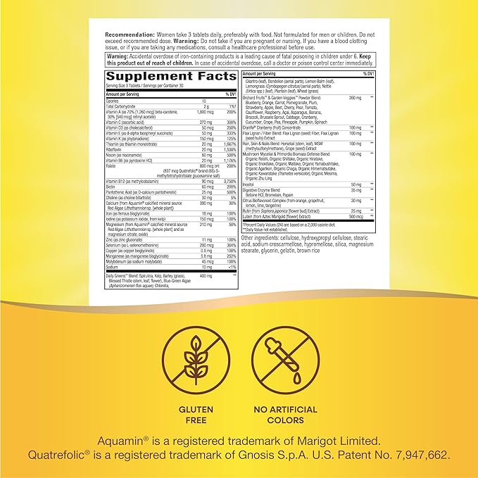 Nature's Way Alive! Max3 Potency Women's Complete Multivitamin, Supports Energy Metabolism, Heart & Bone Health*, with B-Vitamins Including Methylated B12 and Folate, 90 Tablets (Packaging May Vary)