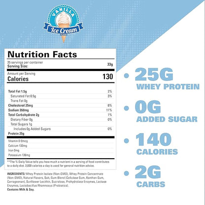 EHP Labs OxyWhey Whey Protein Isolate Powder - 25g of Whey Isolate Protein Powder, Meal Replacement Shake, Sugar Free Protein Powder - 25 Serves (Vanilla Ice Cream)