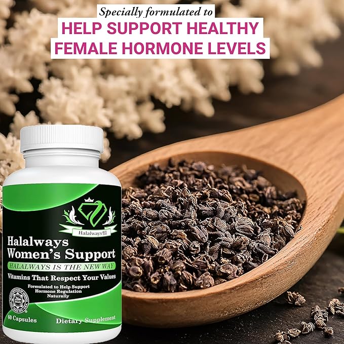 Halalways Women's Support Certified Halal Supplement Women's Support | Special Formula | Hormone Regulator w/Natural Ingredients | Made in USA | 60 Capsules