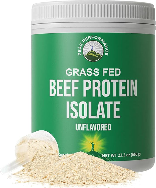 Grass Fed Beef Protein Powder - Lactose Free Great Tasting Beef Protein Isolate. Complete Animal Based Non Dairy Paleo Carnivore Protein Supplement for Prime Muscle Building. No Whey. Unflavored