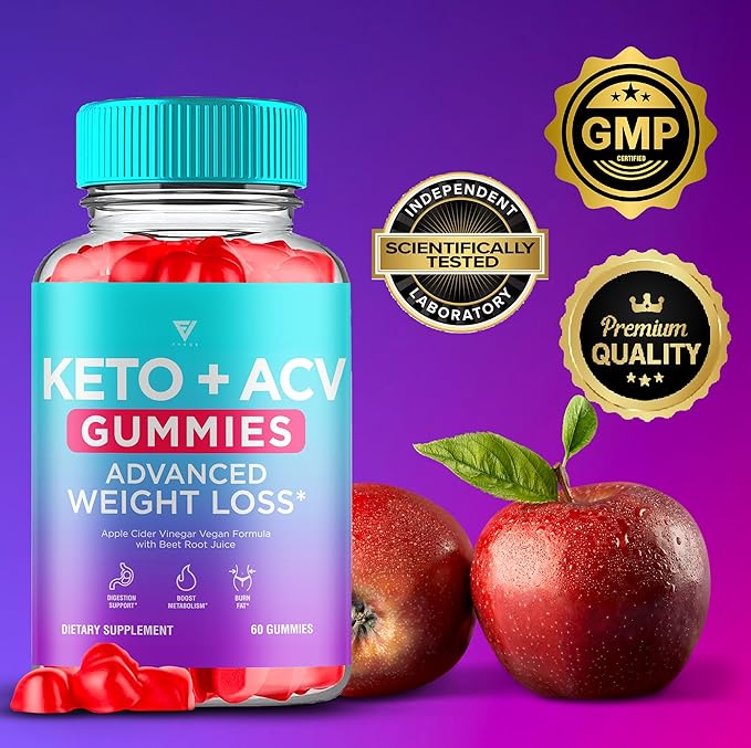 Keto ACV Gummies Advanced Weight Loss Belly Fat Burners Product Works Fast, ACV Keto Gummy Detox Cleanse Diet Apple Cider Vinegar Metabolism(60 Count)