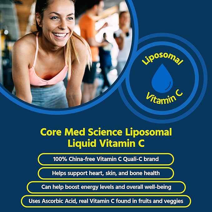 Core Med Science Liposomal Vitamin C 1000mg Liquid - Original Formula, 5 Fl Oz - Natural Liposomal Vitamin C Supplement Non-GMO - Immune System Booster for Adults - Supports Collagen Formation