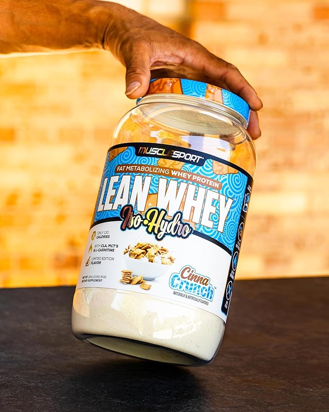 Musclesport Lean Whey Revolution™ Protein Powder - Whey Protein Isolate - Low Calorie, Low Carb, Low Fat, Incredible Flavors - 25g Protein per Scoop - 2lb Cinna Crunch