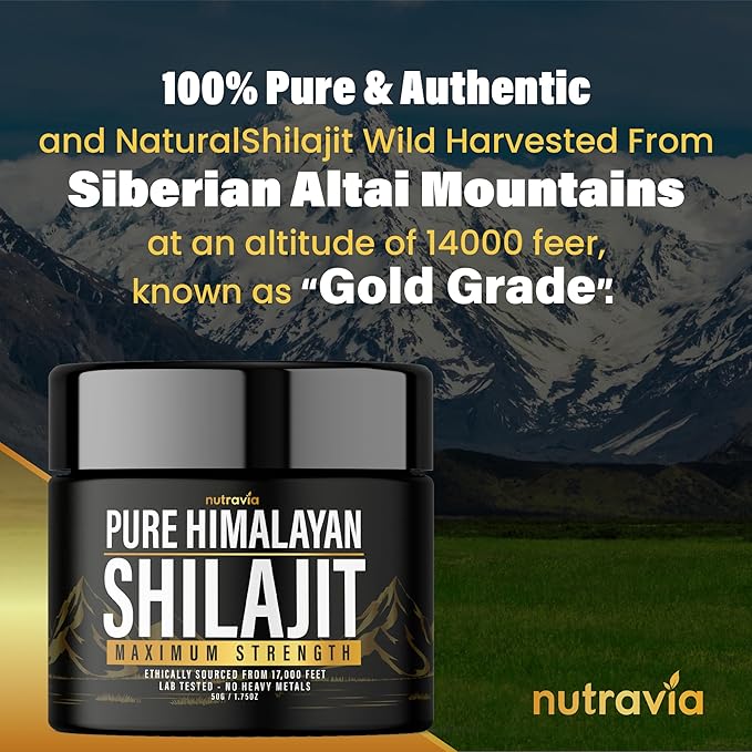 Shilajit Pure Himalayan Organic Resin - Natural Authentic Lab Tested Formula for Men, Women - No Heavy Metals - 600mg Max Strength with 85+ Trace Minerals Golden Grade Shilajit Supplement (1 Pack)