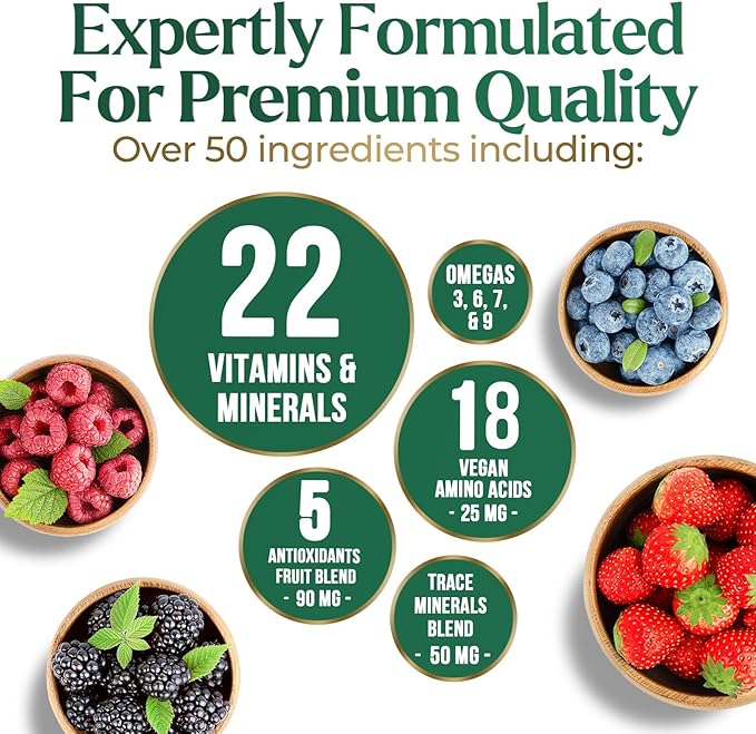 Liquid Multivitamin, Sugar Free Multi Vitamin for Women Men & Kids, Vitamins A, C, D, B-12, Biotin & Zinc for Beauty, Skin Care, Thicker Hair Growth & Wrinkles, Non-GMO, Vegan, Berry Flavor, 15 Fl Oz