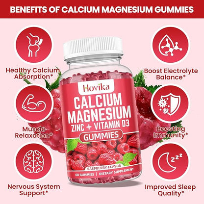 Calcium Magnesium Zinc Gummies with Potassium Vitamin C, B6, D3, K2 - Calcium for Women & Men - Calcium Magnesium Zinc Multi Vitamin Supplement for Bones, Muscles, Teeth, Calm, Mood - 2 Pack - 60 Cts