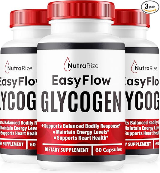 (3 Pack) Easy Flow Glycogen, EasyFlow Glycogen Support Capsules, Easy Flow Glyco Optimizer, Official EasyFlow Glyco Optimiser Capsules, Easy Flow Detox Cleanse, Easy Flow Glycol (180 Capsules)
