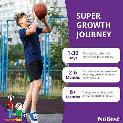 NuBest Tall 10+ - Premium Bone Strength Formula, Enhanced Immunity and Overall Health for Age 10+ - Who Drink Milk Daily with Calcium, Vitamin D3, Vitamin K2, and Multivitamins - 60 Capsules