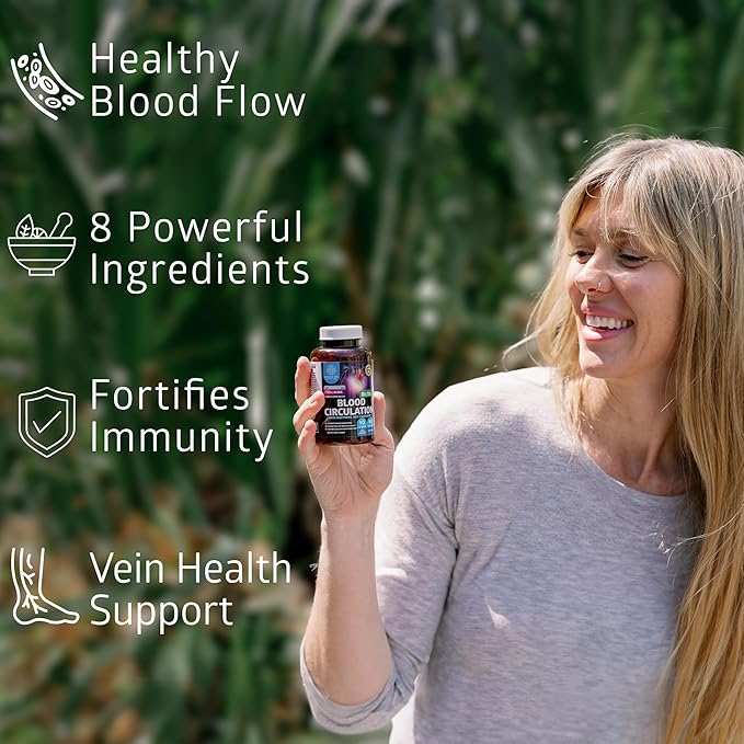 Number One Nutrition Premium Blood Circulation Supplement for Women and Men [8 Powerful Herbs & Vitamins] All Natural Blood Flow Supplement with Hawthorn, Butchers Broom and Cayenne Pepper, 90 Caps