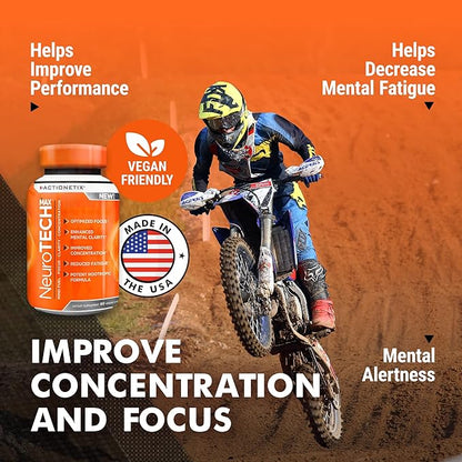 NeuroTech MAX Brain Supplements for Memory and Focus, Caffeine Free Nootropic Brain Supplement, Rich Brain Supplements with DMAE, Bacopa, Huperzine for Atheletic Performance