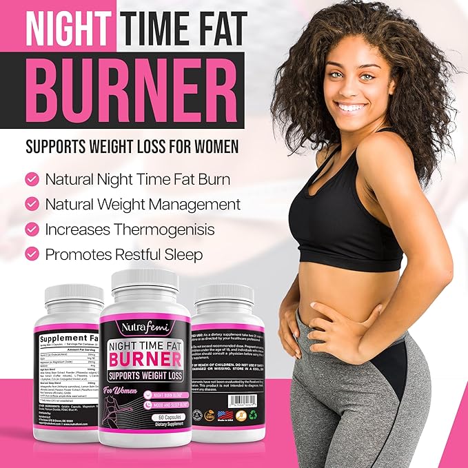 Fat Burners for Women Weight Loss - Night Time Fat Burner with Carb Blocker & Appetite Suppressant - Belly Fat Burner & Thermogenic Metabolism Booster - NSF Approved, 60 Capsules