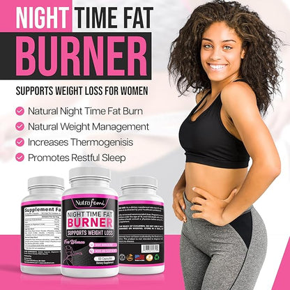Fat Burners for Women Weight Loss - Night Time Fat Burner with Carb Blocker & Appetite Suppressant - Belly Fat Burner & Thermogenic Metabolism Booster - NSF Approved, 60 Capsules
