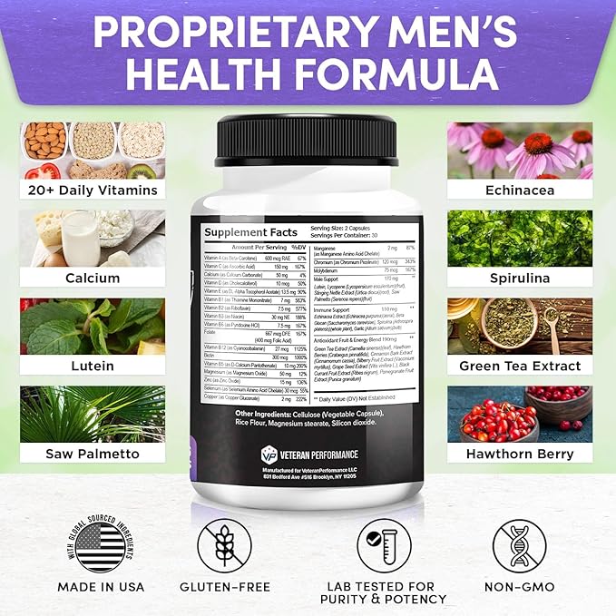 Elite Vitals Multivitamin for Men – Daily Mens Multivitamins Ages Over 20 Plus – Prostrate Energy Immune Joint Support – Daily Mens Vitamins and Minerals (2 pack)