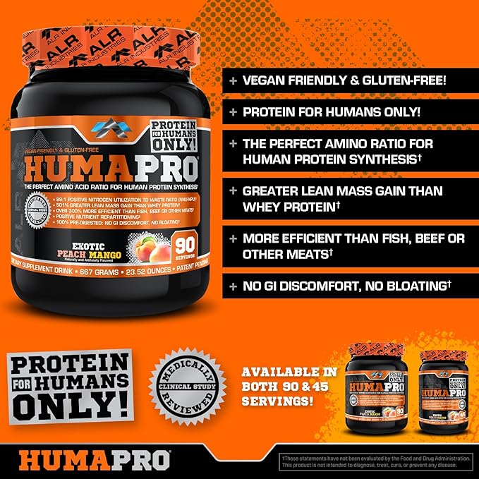 Humapro, Protein Matrix Formulated for Humans, Waste Less. Gain Lean Muscle, Exotic Peach Mango - 667 grams(23.52 oz)
