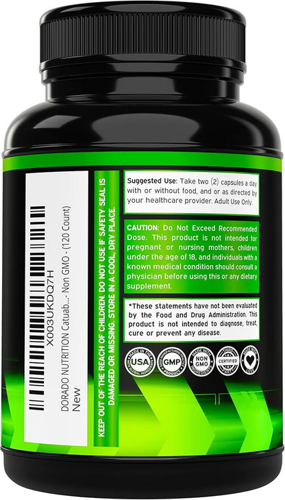 Catuaba Bark Extract 10,000mg Per Serving (120 Capsules) (Erythroxylum Catuaba) 3rd Party Tested - Drive & Stamina - Made in The USA - Gluten Free & Non-GMO - Vegan - For Men & Women - (120 Capsules)