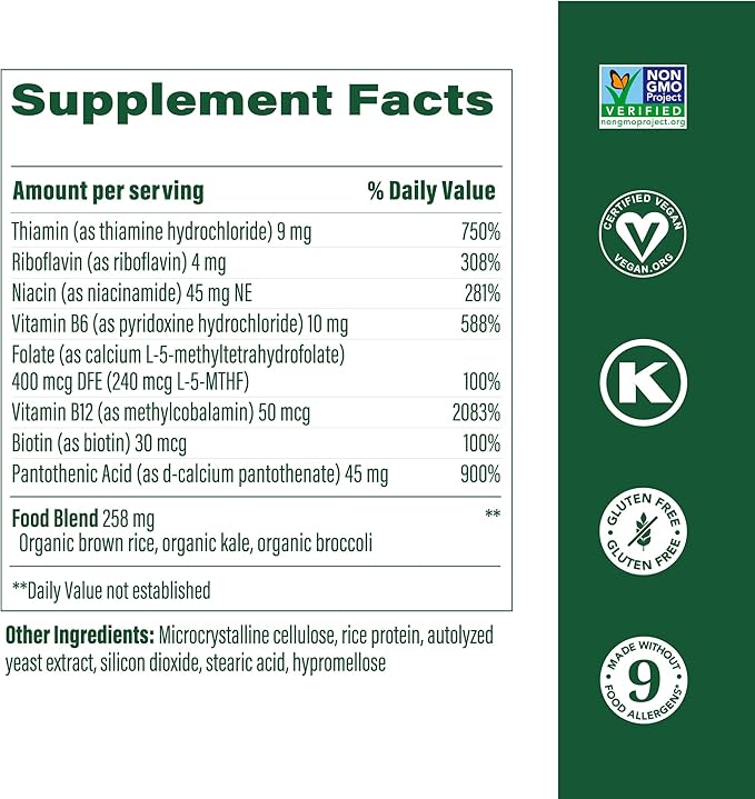 MegaFood Balanced B Complex - B Complex Vitamin Supplement, 8 B Vitamins including Vitamin B6, Vitamin B12, Folate, Biotin & more, Supports Cellular Energy Production, Vegan, Gluten Free - 30 Tablets