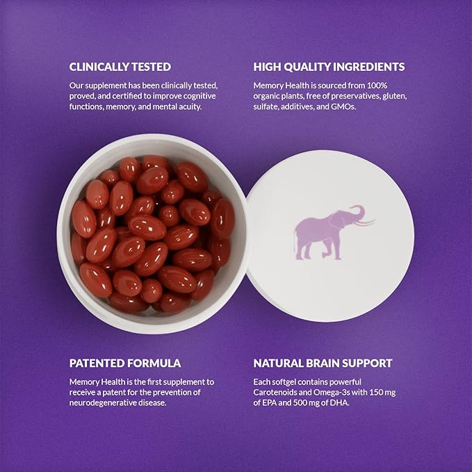 Brain Supplement for Memory and Focus with Vitamin E (90 softgels/30 Servings) - Brain Booster Softgels for Clarity, Energy-Supplements for Concentration-Omega 3, Carotenoid