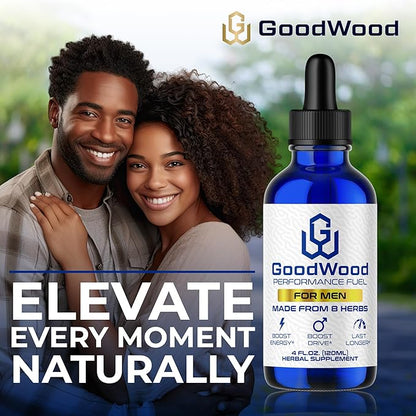 GoodWood - Male Liquid Drops - Increases Stamina and Size - Improves Energy, Drive, and Power - for Men Ages 30, 40, 50, 60+ - Made with 8 Herbs and Organic - One Pack