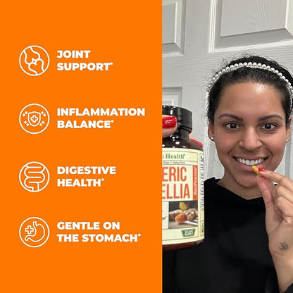 Turmeric Supplement with 65% Boswellia Extract Capsules - Turmeric Curcumin Supplement 95% Curcuminoids - Boswellia Serrata, Black Pepper, Organic Turmeric & Ginger root capsules - Tumeric Caps 2-Pack