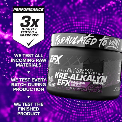 EFX Sports Kre-Alkalyn EFX Powder | pH Correct Creatine Monohydrate Powder Supplement | Strength, Muscle Growth & Performance | 66 Servings (Unflavored)