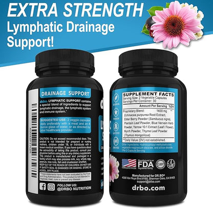 Lymphatic Drainage Supplements Pills - Lymphatic Support Total Herbal Cleanse Products with Echinacea Lymph System Support Supplement for Nodes Legs & Neck - Lymph Node Detox Lymphatic System Drainage