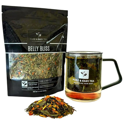 Pure And Easy Tea, Belly Bliss, Cleanse & Detox Tea, Supports Healthy Weight, Helps Reduce Bloating, 30 Day Supply, 100g/3.5oz