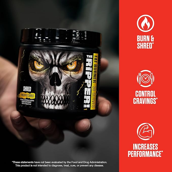 JNX SPORTS The Ripper! Shredding Thermogenic Fat Burner - Pineapple Shred 30 Servings | Advanced Fast Acting Thermogenic Pre-Workout, Appetite Suppressant for Men & Women