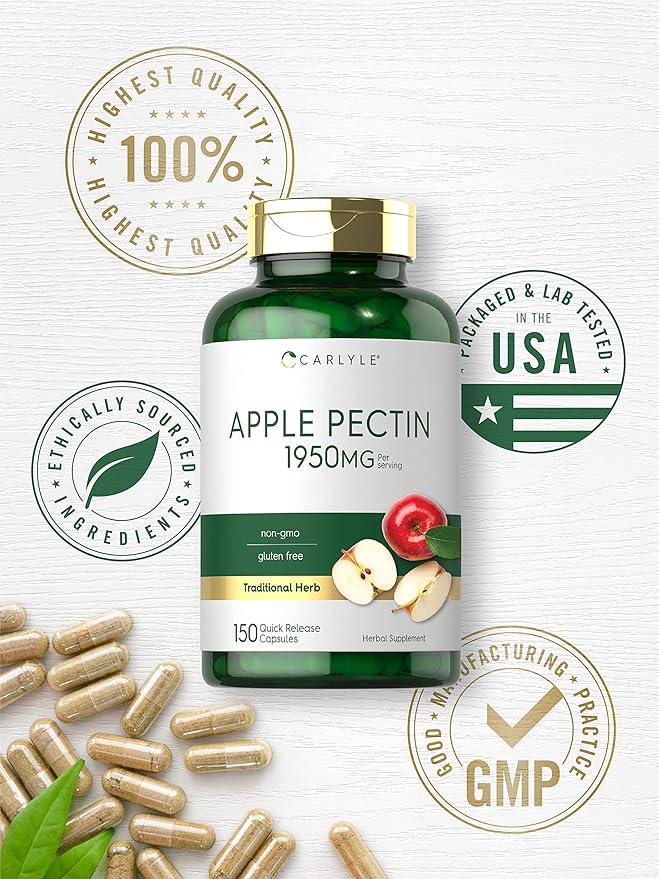 Carlyle Apple Pectin | 1950mg | 150 Capsules | Non-GMO & Gluten Free Herbal Supplement