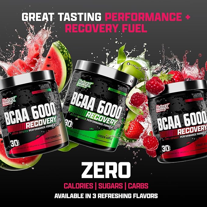 Nutrex Research - BCAA Powder 6000 Amino Acid - 6 Grams of BCAAs Amino Acids Supplement for Post Workout Recovery & Muscle Growth - Amino Energy Workout Recovery Drink (Watermelon - 30 Servings)