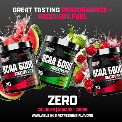Nutrex Research - BCAA Powder 6000 Amino Acid - 6 Grams of BCAAs Amino Acids Supplement for Post Workout Recovery & Muscle Growth - Amino Energy Workout Recovery Drink (Watermelon - 30 Servings)